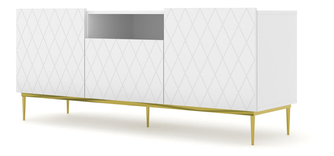 TV stolek/skříňka Dintanna 145 (bílá + zlatá)