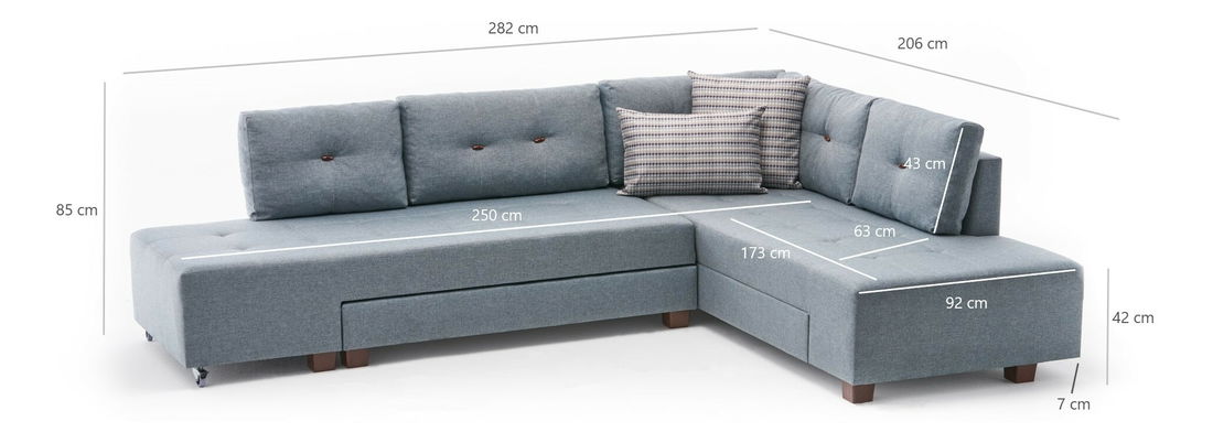 Rohová sedací souprava Madagascar (P) (Světle modrá)