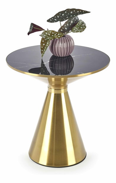 Konferenční stolek Therese (mramor černý + zlatá)