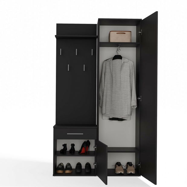 Předsíňová sestava Dialogos 1 (černá) (se zrcadlem)