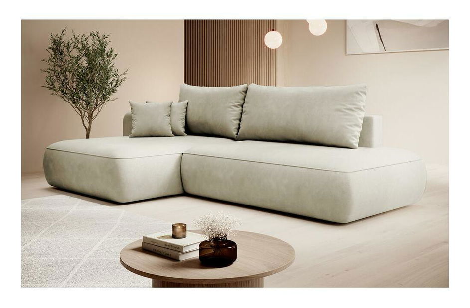 Rohová sedací souprava Fergie (L) (béžovošedá světlá + černá)