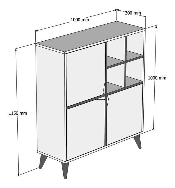 Skříňka Phoebe (ořech + modrá)
