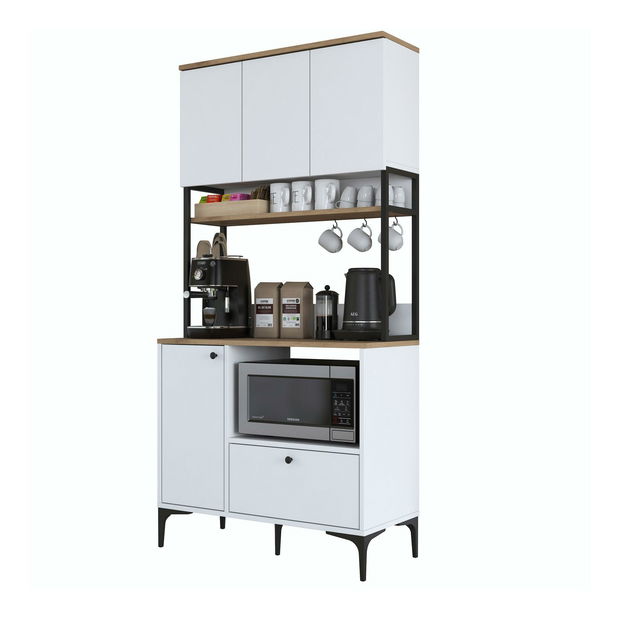 Policová skříň Jenaretta 159 (bílá + ořech)