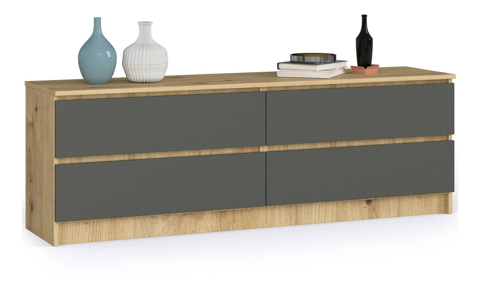 Komoda Kurtinaitis 4SZ (dub artisan + šedá)