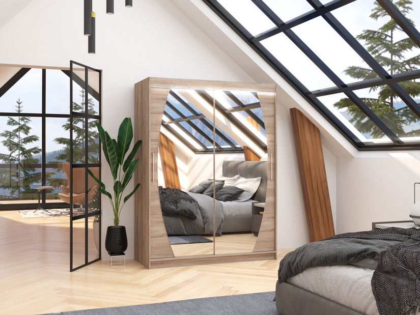 Šatní skříň Arow (truflová) (se zrcadlem)