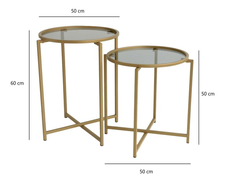Set 2ks. konferenčních stolků Savet (zlatá + šedá)