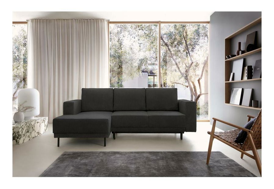 Rohová sedací souprava Rodriguez mini (L) (tmavě šedá + černá)