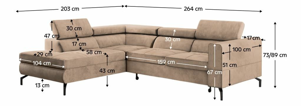 Rohová sedací souprava BALTIC (světlohnědá)