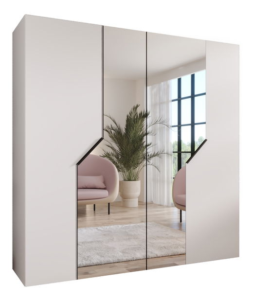 Šatní skříň Alaris 2 200 (bílá + černá) (se zrcadlem)