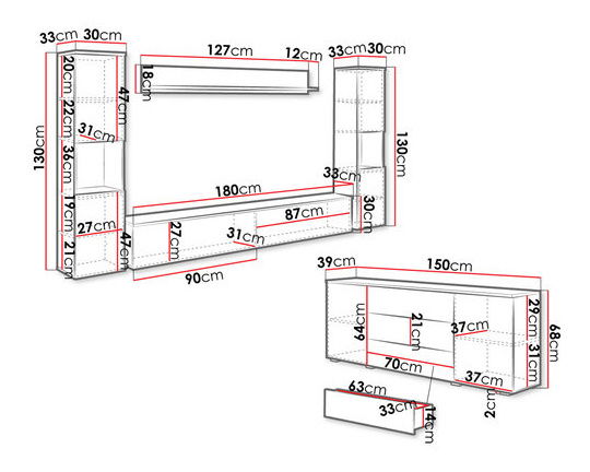 Nábytek do obývacího pokoje Nova II (wotan)