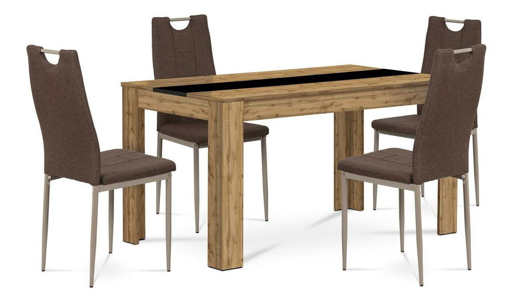 Jídelní set Basualdo (dub wotan + hnědá) (pro 4 osoby)