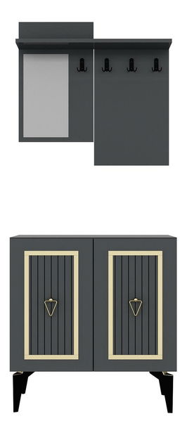 Předsíňová sestava Tideno (antracit + zlatá)