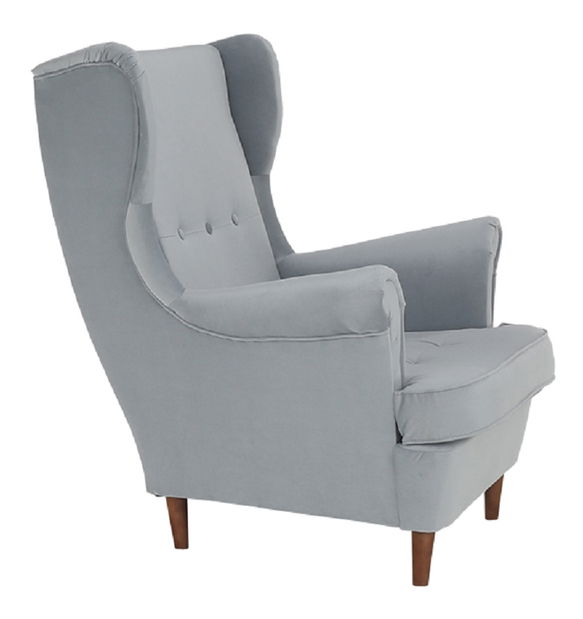 Křeslo ušák Rytu (světle šedá + ořech)