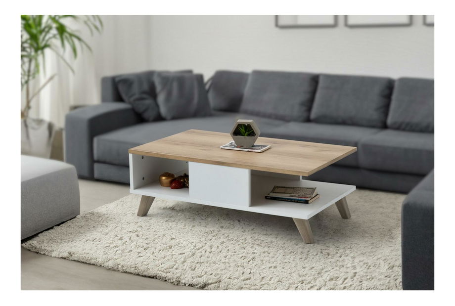 Konferenční stolek Summer (dub + bílá)