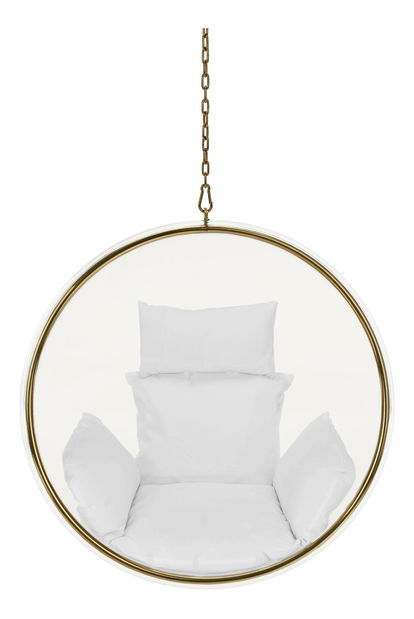 Závěsné houpací křeslo Belgica 1 (transparentní + zlatá + bílá)