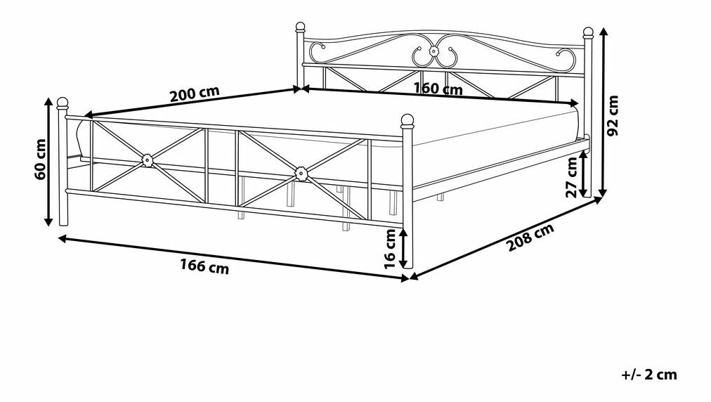 Manželská postel 160 cm RANDEZ (s roštem) (bílá)