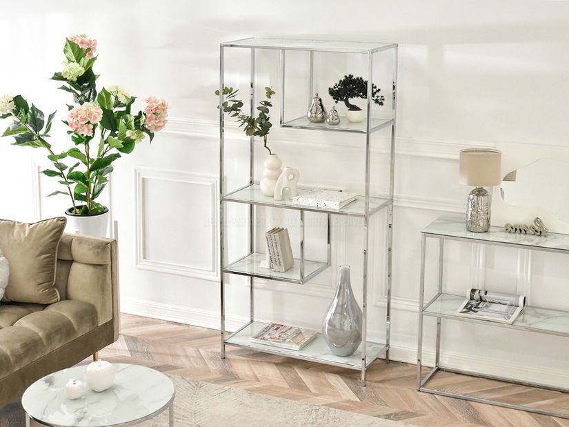 Regál Crips (bílý mramor + chromová)