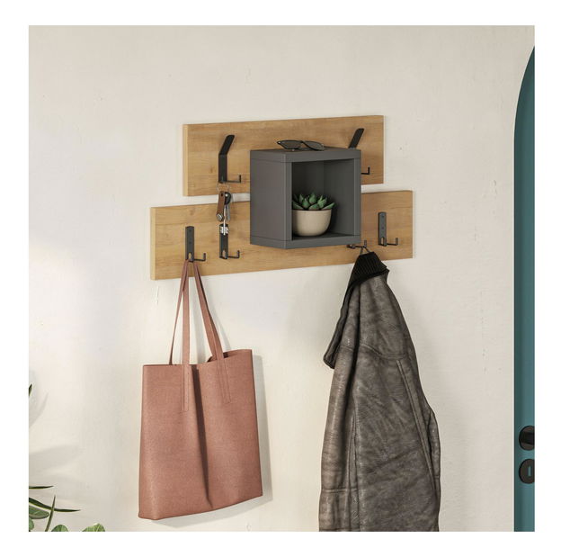 Věšák Vaseli (antracit + dub)