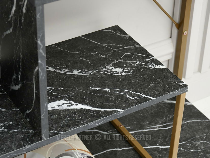 Regál Harp B (černý mramor + zlatá)