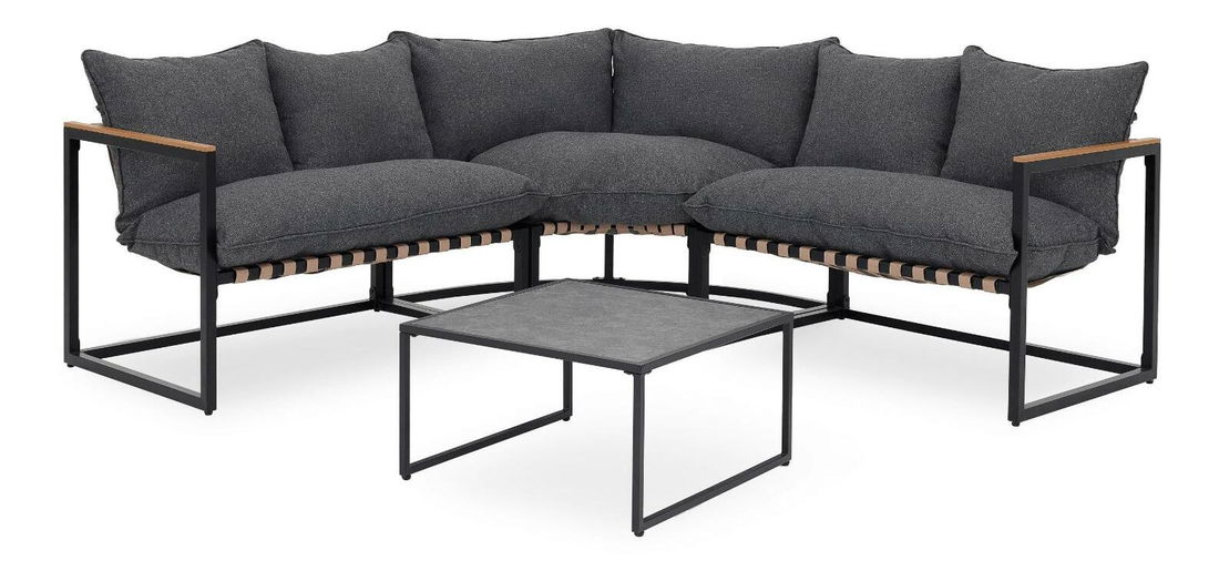 Zahradní set Torpemente (černá + šedá) (pro 4 osoby)