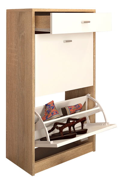 Botník (skříňka na boty) Kerjat Typ 1 (bílá + dub sonoma)