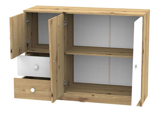 Komoda Seraphina WK7 (dub artisan + bílá + šedá)