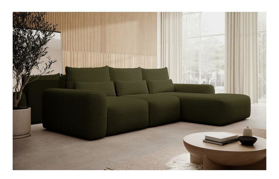 Rohová sedací souprava Carlito (P) (olivová + černá)