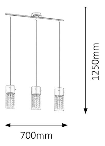 Závěsné svítidlo Waterfall 6447 (chromová + průhledný krystal)
