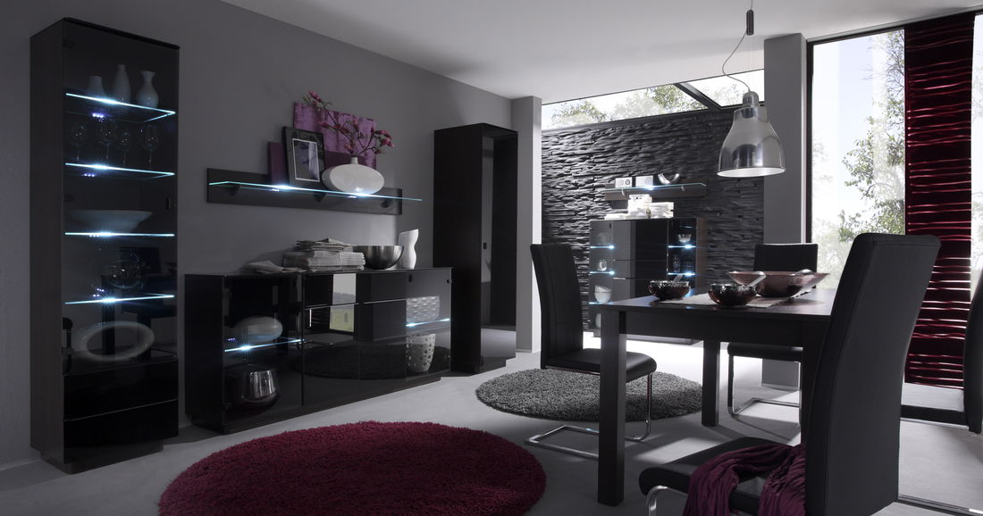 Polička Toft Typ 01 (wenge + černé sklo)