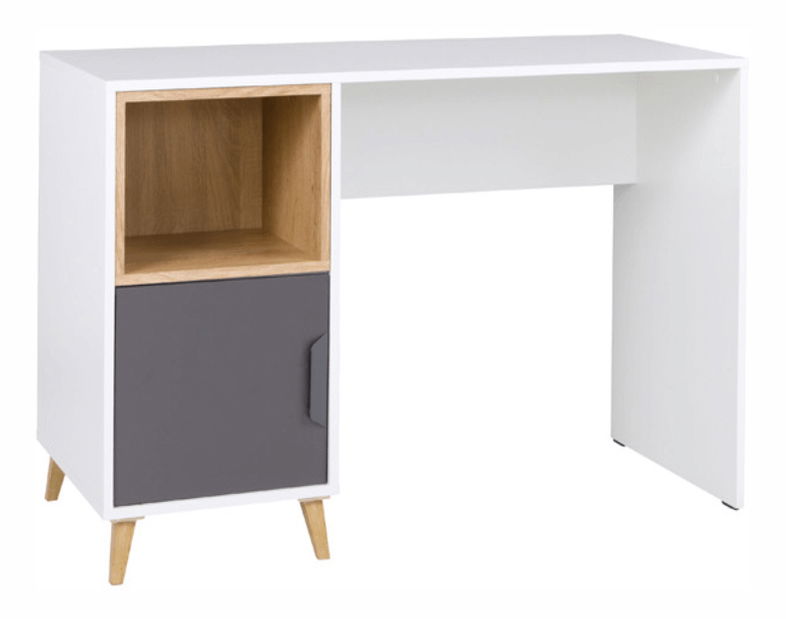 PC stolek typ 14 Sinny (bílá + grafit + dub lefkas)