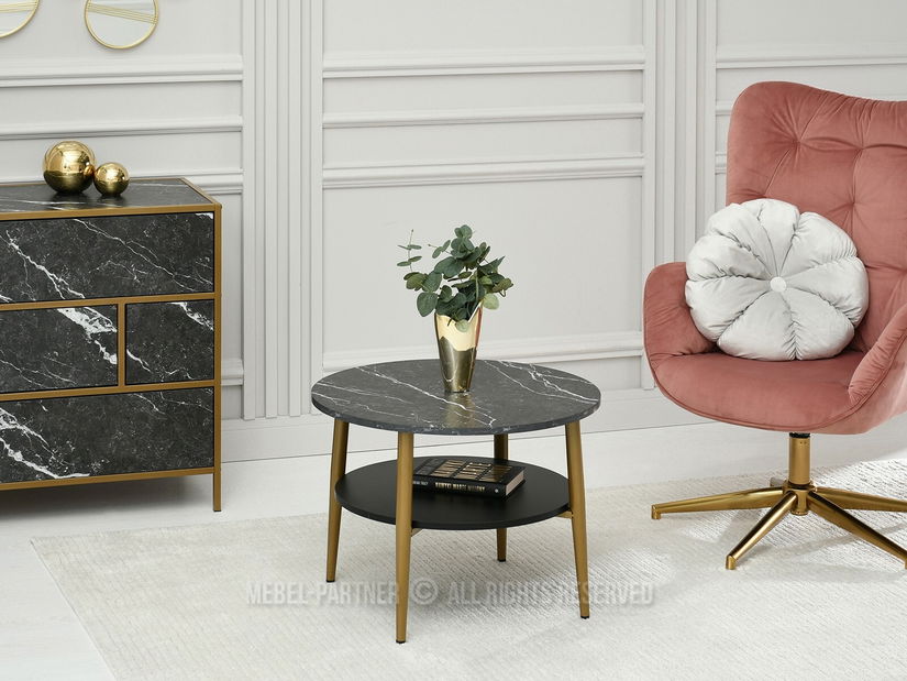 Konferenční stolek Randolf S (černý mramor + zlatá)