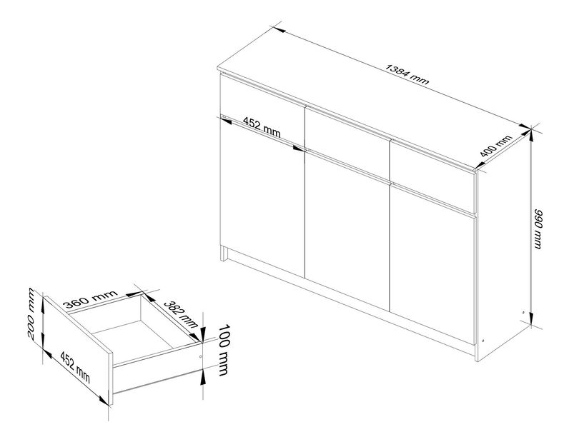 Komoda Kuwait 3D 3D (dub sonoma)