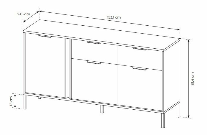Komoda Lyran 3D2S (antracit + zlatá)