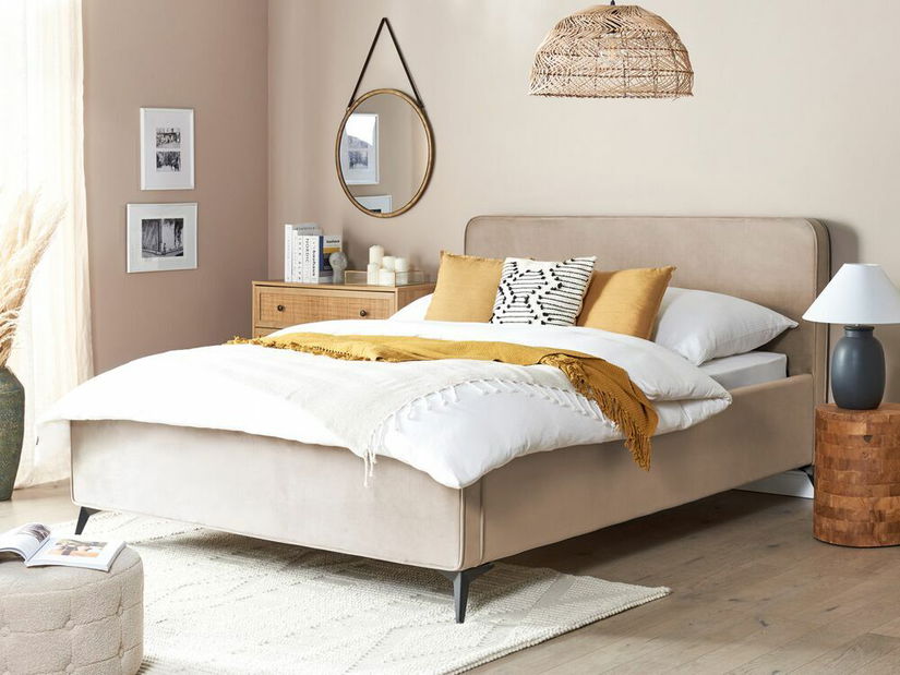 Manželská postel 160 cm Vardel (sivobéžová) (s roštem)