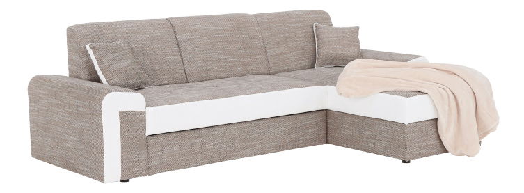 Rohová sedací souprava Pinia (hnědá + bílá) (P)