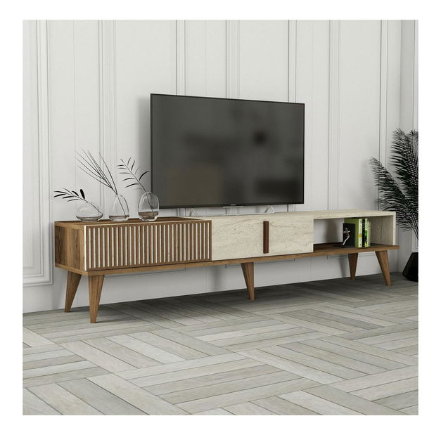 TV stolek/skříňka Millano 1 (ořech + travertin)