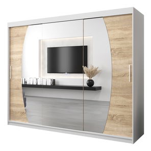 Šatní skříň 250 cm Eclipse (bílá matná + dub sonoma)