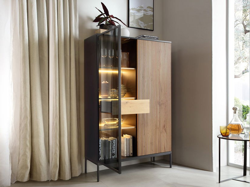 Vitrína Dernas WTSZ14 (grafit + dub wotan)