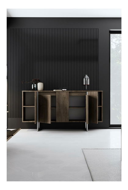 Skříňka Luna (ořech + stříbrná)