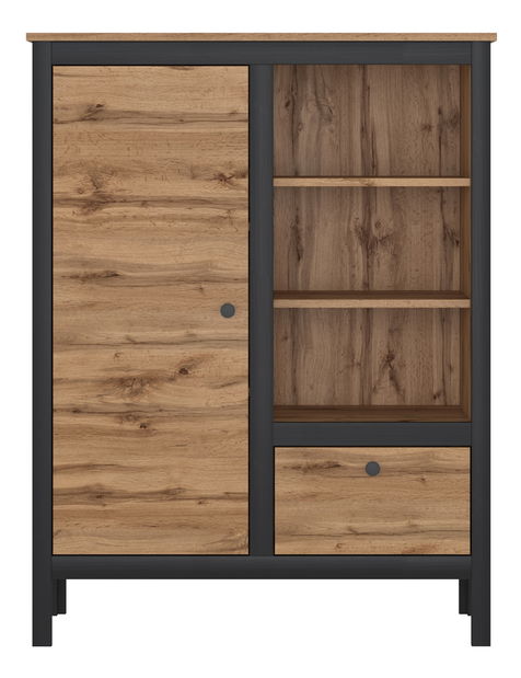 Komoda Leticia 1D1S/90 (dub wotan + černá)