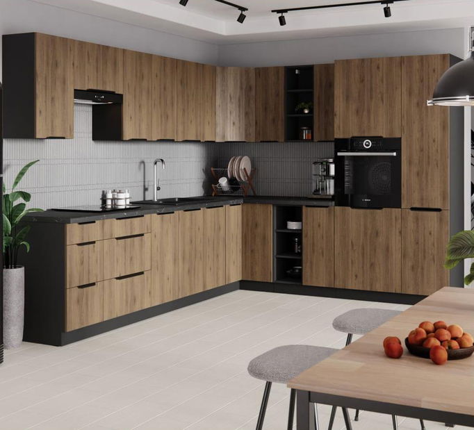 Kuchyně Monzesa 5 (ořech okapi + černá)