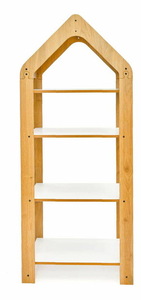  Dětský regál Mizzie 4 (naturální + bílá + žlutá)