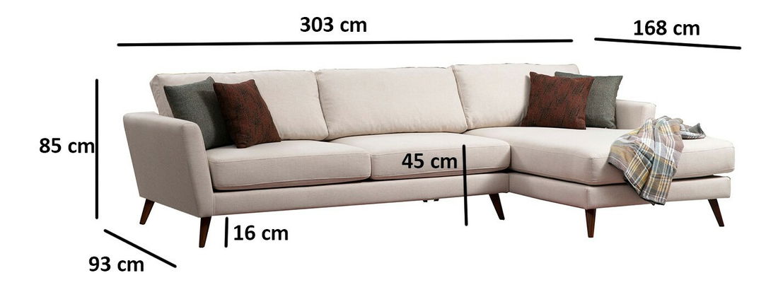 Rohová sedačka Mayernat (P) (béžová + hnědá)