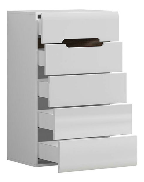 Komoda BRW Azteca Trio KOM5S/10/6 (bílá + lesk bílý)