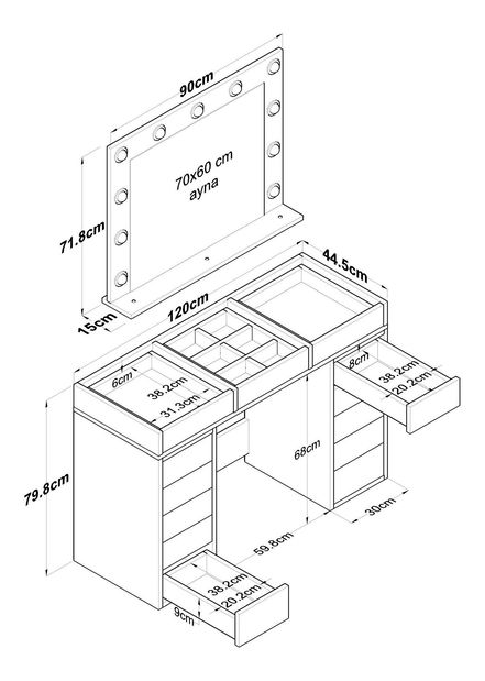 Toaletní stolek Blake 118 (bílá)
