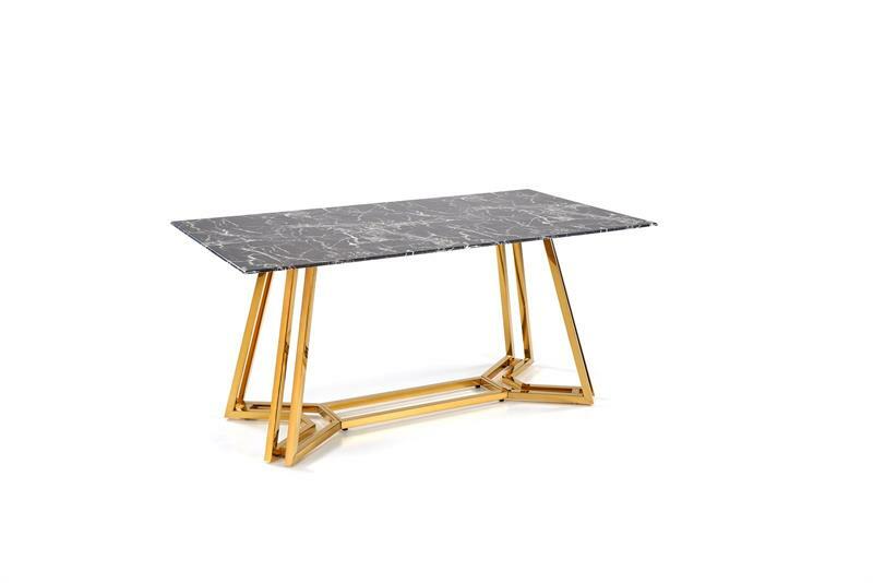 Jídelní stůl Kamoni (černý mramor + zlatá) (pro 6 osob)