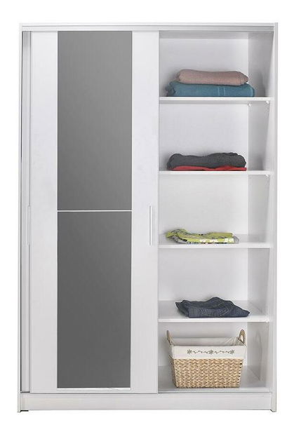 Skříň s posuvnými dveřmi Solstice 2 (bílá) (se zrcadlem)