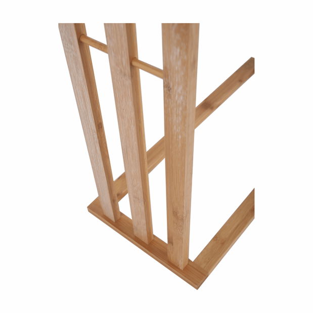 Stojan na ručníky Kelum (bílá + bambus)