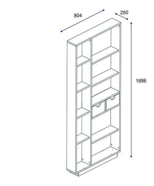 Regál Mubede (bílá + ořech)