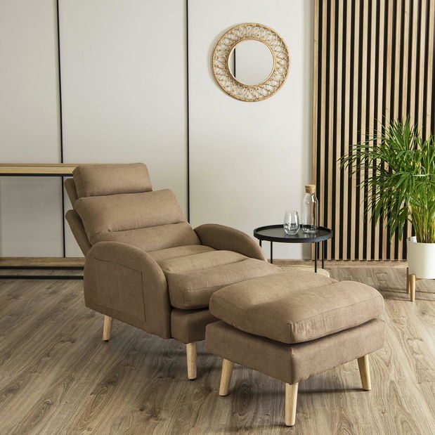 Polohovací křeslo Hondurenas (hnědá) (s taburetkou)